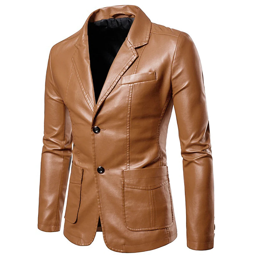 Men's Blazer Faux Leather Jacket